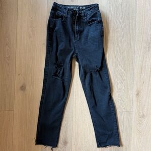 Vanilla Star Black Distressed Mom Jeans